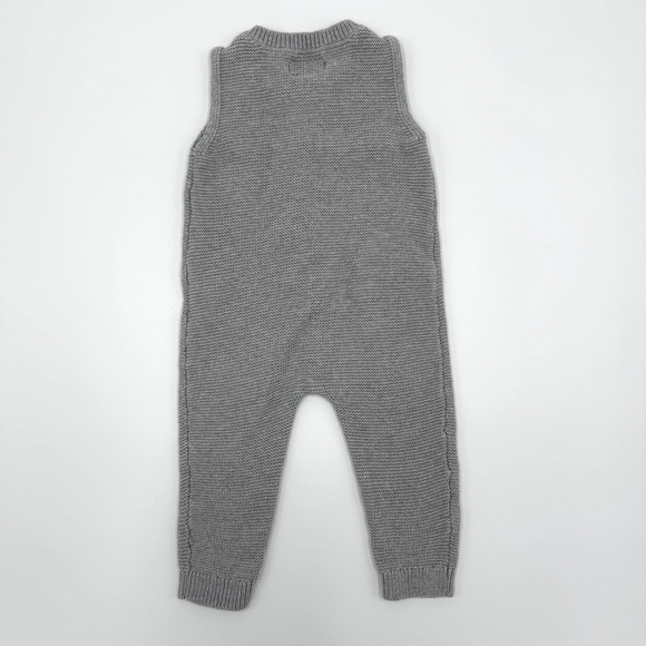 Little Planet by Carter’s Cotton Sleeveless Button Up Knit Romper Gray Size 12mo - Picture 4 of 8